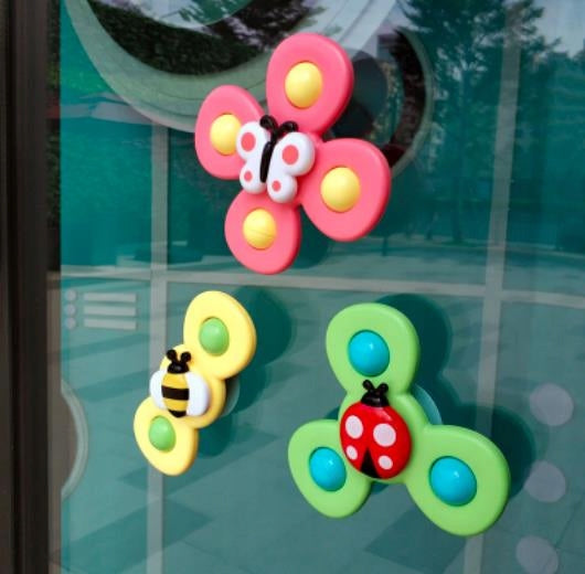 Przyssawka spinner dla niemowląt 3szt ABS silikon zwierzęta sensoryczna