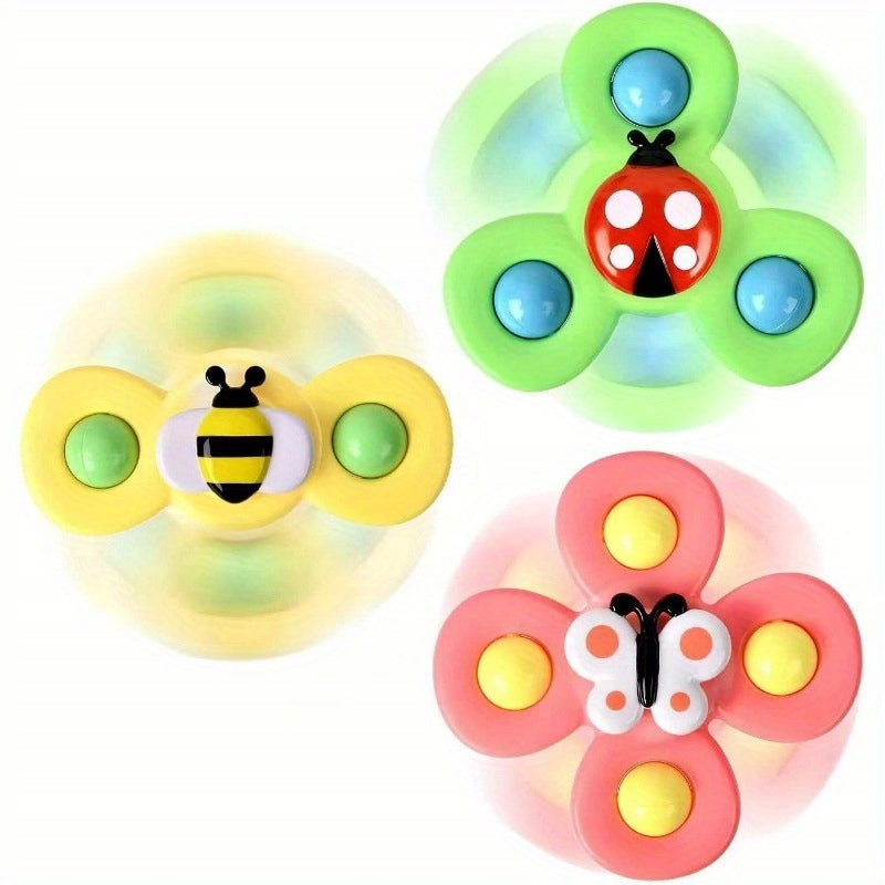 Przyssawka spinner dla niemowląt 3szt ABS silikon zwierzęta sensoryczna