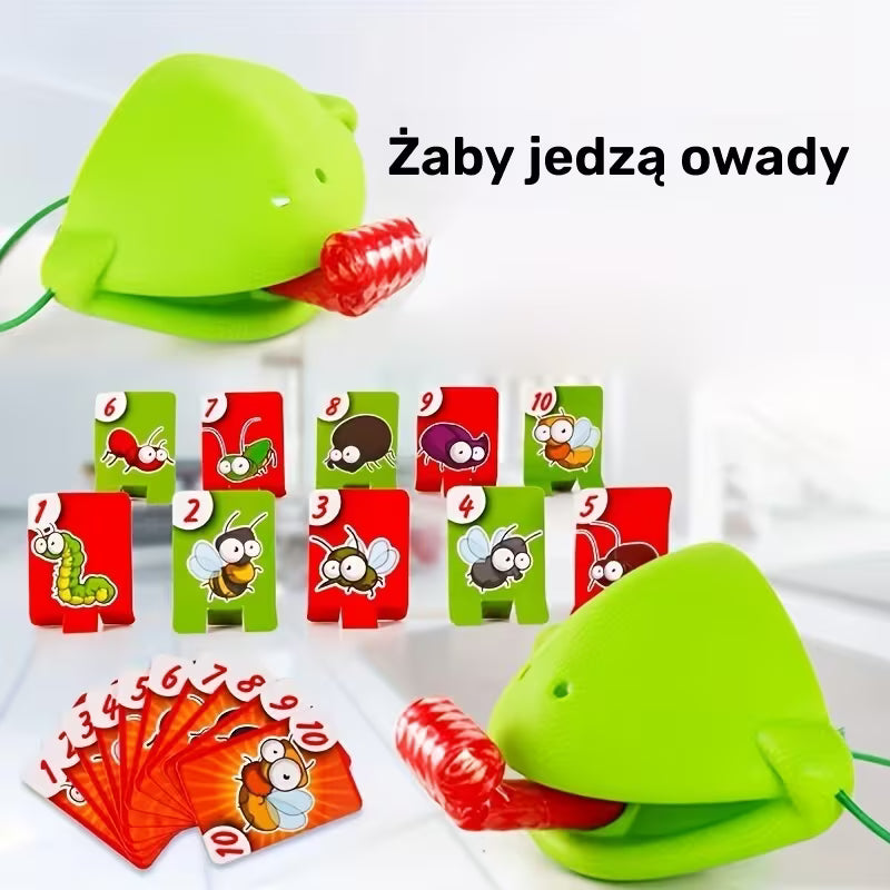 ZESTAW GRY ZRĘCZNOŚCIOWEJ GŁODNA ŻABKA ZABAWA ZŁAP OWADA 4 OSOBY